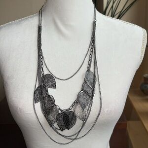 Multi-Layer Black Leaf Pendant Necklace - Women Jewelry